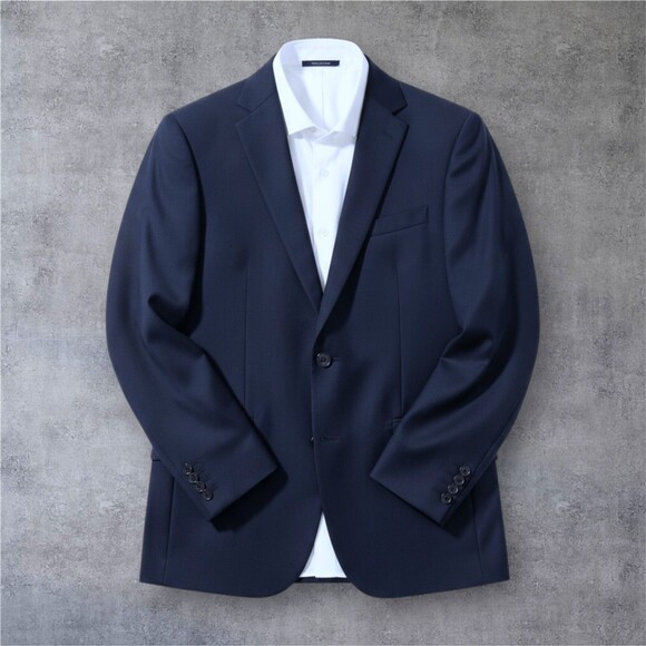 MANTONI Mens Navy Blazer 46R Virgin Wool Sport Coat Two Button 2-Vent Jacket - Picture 2 of 12